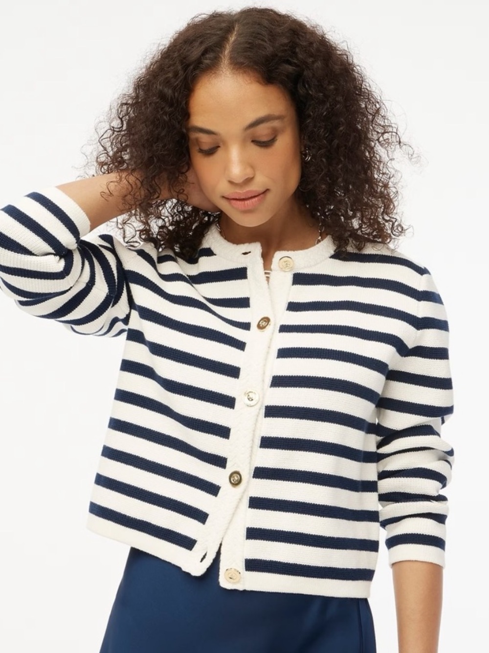 NWT J.Crew Factory Women’s lady jacket Navy and White cardigan in a Size Small